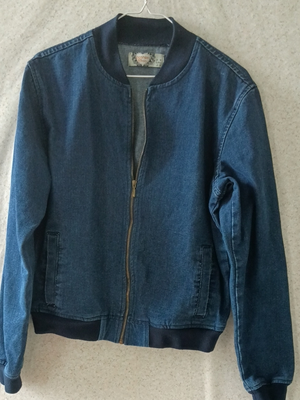 Boohoo Dark Blue Denim Bomber Jacket